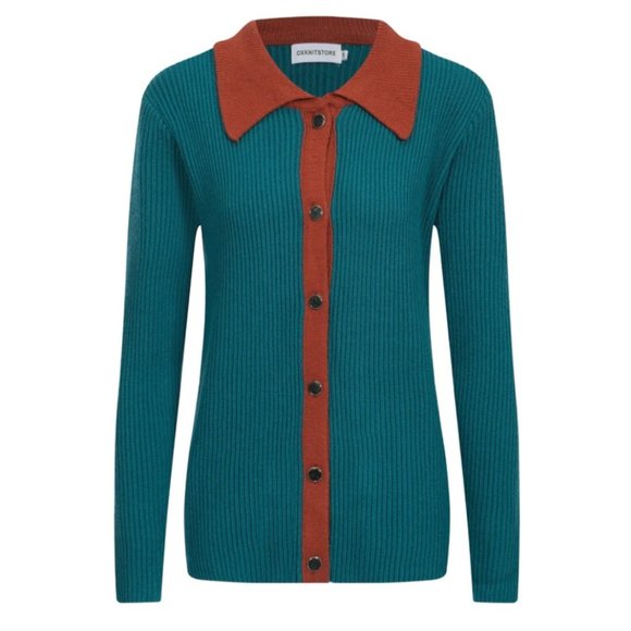 OXKNIT Malachite Green Long Sleeve 100% Cotton Knit Wear Cardigan XXL NWT - Picture 1 of 9